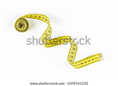 Tape Measure Tailor Isolated on white background. Top view.