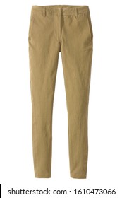 Tapered Stylish Khaki Pants On White Background