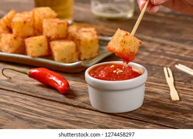 Tapioca Squares And Pepper Jelly