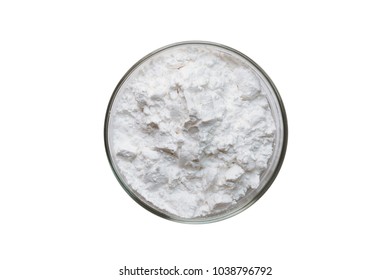 Tapioca Starch Powder In Bowl Background Isolate With Clipping Path