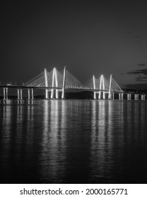 The Tappan Zee Bridge Over The Hudson River At Night, In Tarrytown, New York