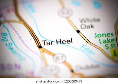 Tar Heel. North Carolina. USA On A Map