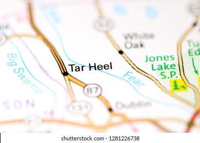 Tar Heel. North Carolina. USA On A Map