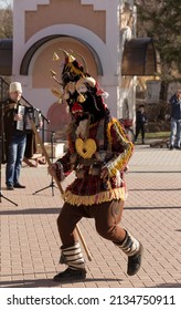 Taraclia, Moldova, 03.10.2019. Carnival Of Mummers. Kuker Is Divinity Personifying Fecundity. Bulgarian Carnival Characters. Pagan Rite Dedicated To The Arrival Of Spring.