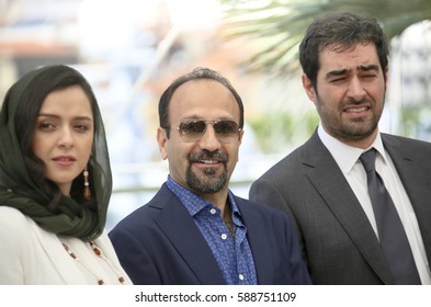 Taraneh Alidoosti, Ashgar Farhadi And Shahab Hosseini Attend 'The Salesman (Forushande)' Photocall During The 69th Cannes Film Festival At The Palais On May 21, 2016 In Cannes, France.