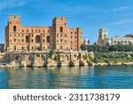Taranto, Italy, the Government ancient building and the Post Office tower seen fom the sea