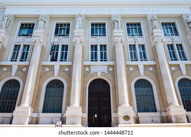 Taranto, Italy-July 7, 2019: Impressive Post Office Building, Fascist Architecture.