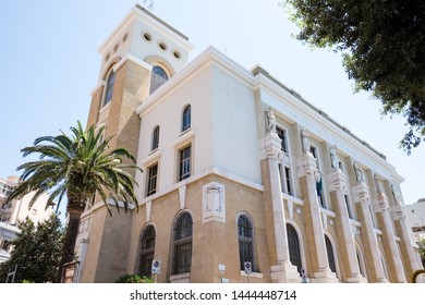 Taranto, Italy-July 7, 2019: Impressive Post Office Building, Fascist Architecture.