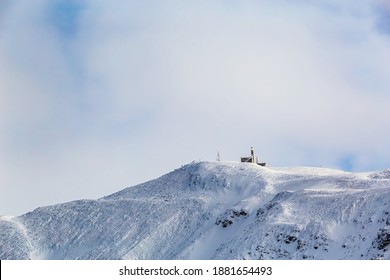 The Tarcu peak weather station is situated at a 2018 m altitude above sea level. Photo taken on 13th of December 2020 in the Tarcu Mountains, part of Carpathian Mountains, Romania. - Powered by Shutterstock