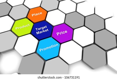 Target Business Plan 3D Rendering Diagram Connection Beehive Background