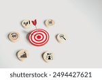 Target customer, targeting the business concept, digital marketing icons on virtual screen, Business goal, Digital marketing, online business, Set goals for better results.