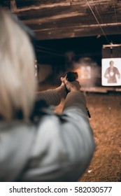  Target Practicing With Gun In The Shooting Range