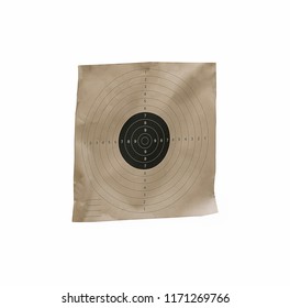 Target For Shooting Gun At The Shooting Range Isolated On White Background With Clipping Path.