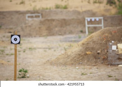 Targets On Outdoor Shooting Range Close Up