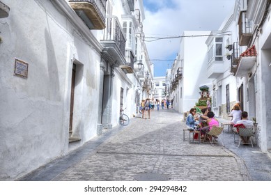 TARIFA - JUNE 23: jente typical street in town cadid rate on November 1, 2012 in Tarifa, Cadiz province, Andalusia, Spain ..