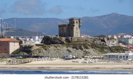 Tarifa, Spain. 06.05.2022 - Castle of Santa Catalina in Tarifa (Cádiz). Old Renaissance-style fortress on a small hill.