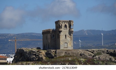 Tarifa, Spain. 06.14.2022 - Castle of Santa Catalina in Tarifa (Cádiz). Old Renaissance-style fortress on a small hill.