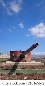 Tarifa, Spain. 08.21.2016 - Old rusty cannon at the military base on the island of Tarifa (Cádiz). They are coastal defense weapons from the World War II era.