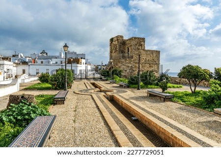 Tarifa, Spain. Street and details of typical architecture Foto stock © 