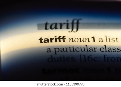 tariff word in a dictionary. tariff concept.