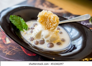 Taro Flour In Sweet Coconut Milk,with Ice Cream, Thai Dessert