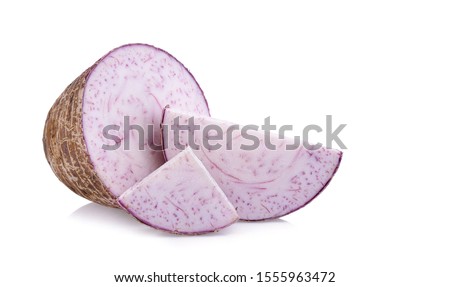 Taro, sliced of taro isolated on white background