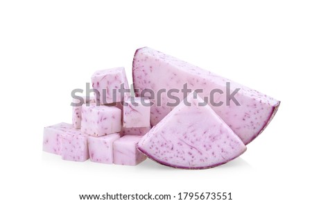 Taro, sliced of taro isolated on white background