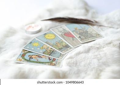 Tarot Cards On White Fur