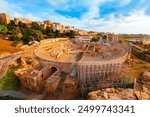 Tarragona Amphitheatre aerial panoramic view. Tarragona Amphitheatre is a Roman amphitheatre in the city of Tarragona in the Catalonia region of Spain.