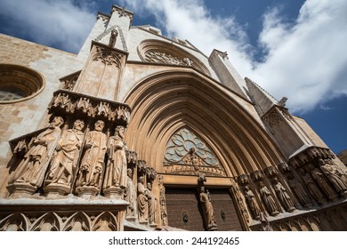 Tarragona Cathedral facade. Famous landmark of province. Catalonia, Spain.