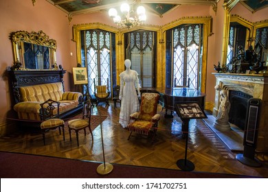 Tarrytown, NY / USA: 8/20/2016 - Lyndhurst Mansion Castle Museum Interior