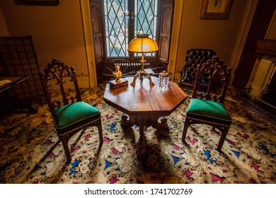 Tarrytown, NY / USA: 8/20/2016 - Lyndhurst Mansion Castle Museum Interior