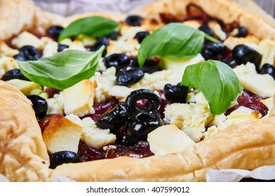 Tart With Caramelized Red Onion And Feta Cheese