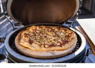 Tarte Flambée From The Bbq Grill, Ready To Eat