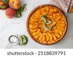 Tarte Tatin delicious fruit pie with peaches 