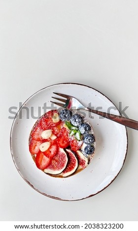 Similar – Image, Stock Photo half a pie from cottage cheese