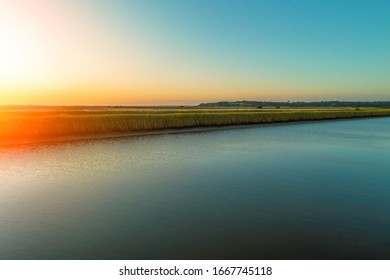 Tarwin River At Sunset In Victoria, Australia - Aerial View