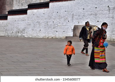 TASHILHUNPO MONASTERY, SHIGATSE, TIBET - CIRCA OCTOBER 2019: One of the Six Big Monasteries of Gelugpa (or Yellow Hat Sect) in Tibet, as well as seat of the Panchen Lama, it was founded in 1447.