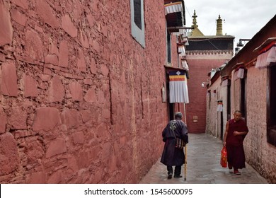 TASHILHUNPO MONASTERY, SHIGATSE, TIBET - CIRCA OCTOBER 2019: One of the Six Big Monasteries of Gelugpa (or Yellow Hat Sect) in Tibet, as well as seat of the Panchen Lama, it was founded in 1447.