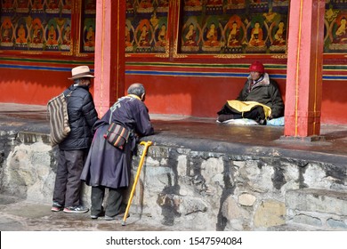 TASHILHUNPO MONASTERY, SHIGATSE, TIBET - CIRCA OCTOBER 2019: One of the Six Big Monasteries of Gelugpa (or Yellow Hat Sect) in Tibet, as well as seat of the Panchen Lama, founded in 1447.