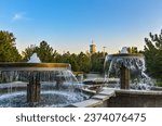 Tashkent chimes tower and fountain on Amir Temur Square (Tashkent, Uzbekistan)