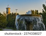 Tashkent chimes tower and fountain on Amir Temur Square (Tashkent, Uzbekistan)