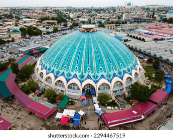 Tashkent, Uzbekistan Aerial view of the Chorsu market