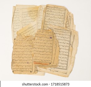 Tashkent, Uzbekistan – April 26, 2020: Ancient Old Sheets Of Paper From The Arabic Book, The Koran