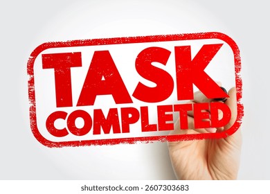 Task Completed text stamp, concept background