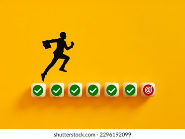 Task completion to achieve target goals or objectives. Tracking the progress of a project. Checklist, task list and assessment for business success.