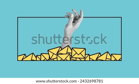 Task prioritization, and a clutter-free inbox. Hand from spam letters. Organize, and respond to emails. High volume of emails requires more optimal processing methods