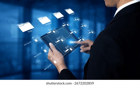 Task workflow system showing document progress through stages. Task tracking improves productivity, ensures visibility, task tracking supports planning, and task tracking manages status. Vouch