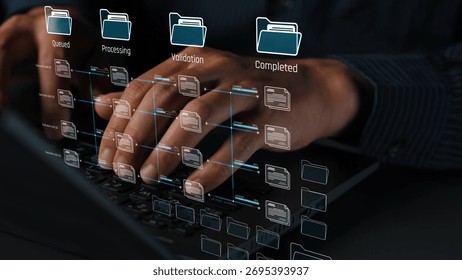 Task workflow system showing document progress through stages. Task tracking improves productivity, ensures visibility, task tracking supports planning, and task tracking manages status. Marrow