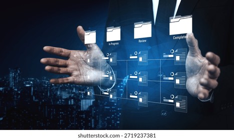 Task workflow system showing document progress through stages. Task tracking improves productivity, ensures visibility, task tracking supports planning, and task tracking manages status. Vouch